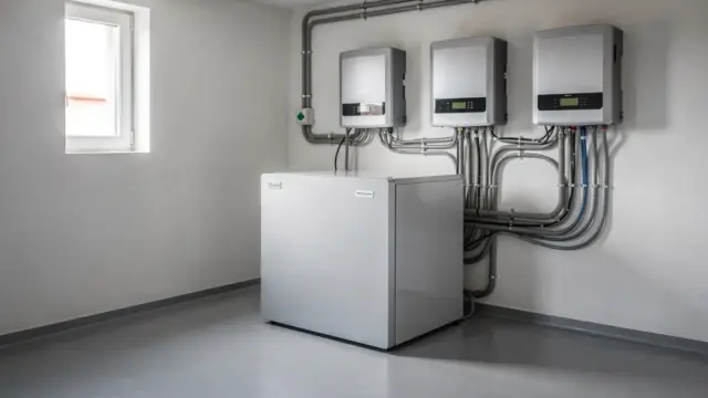 Photovoltaikanlage mit Batteriespeicher im Hauswirtschaftsraum neben dem Wechselrichter